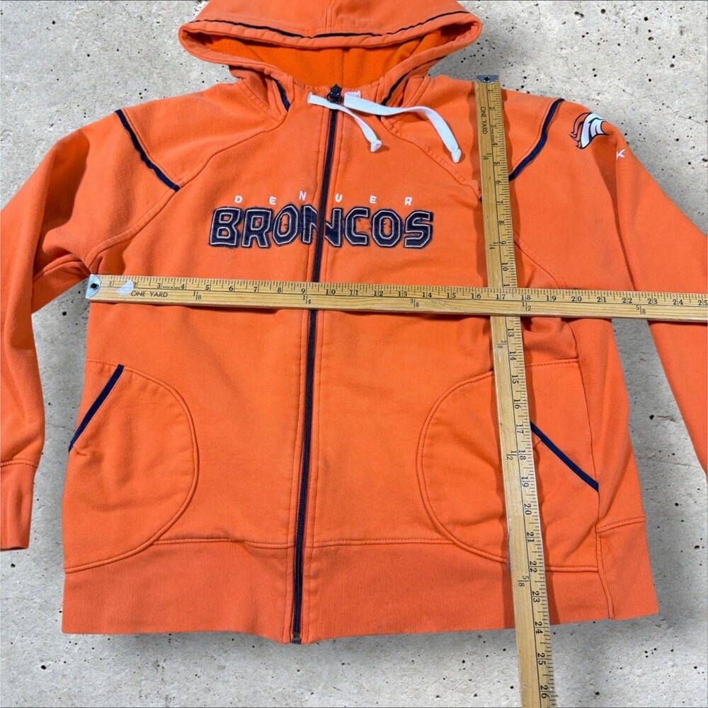 Denver Broncos Reebok Full Zip Hoodie Sweatshirt Orange Embroidered Womens XL - Picture 8 of 8